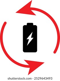 Battery service life sign, symbol. Editable Stroke. Vector illustration