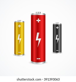 Battery Set Can be Used for Web, in Interfaces. Vector illustration
