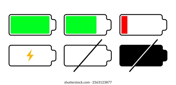 battery set icon Horizontal vector illustration