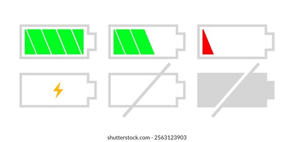 battery set icon Horizontal vector illustration