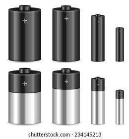 Battery set on a white background. Vector illustration.