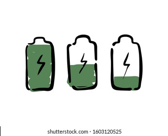 Battery set vector icon on white background Eps10