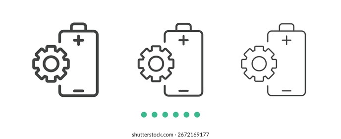 Icono de Configuraciones de batería. Vector de icono de línea delgada