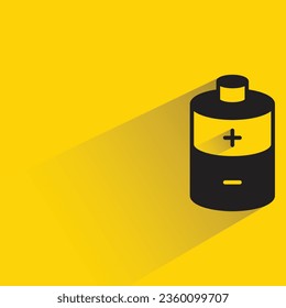 Batterie mit Schatten auf gelbem Hintergrund