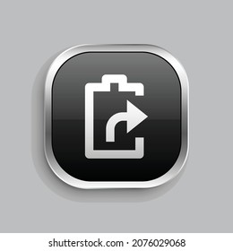 battery share line icon design. Glossy Button style rounded rectangle isolated on gray background. Vector illustration