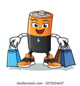 battery shopping vector cartoon illustration