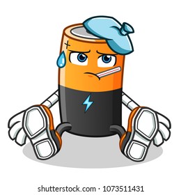 battery sick mascot vector cartoon illustration