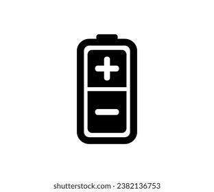 Battery sign with plus and minus sign icon. Battery charging sign and symbol vector design and illustration.

