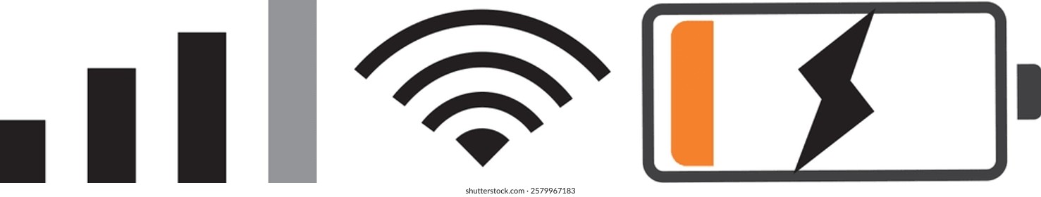 Battery signal and Wi-Fi icon Industry, Electricity, Technology, Battery, Power, Electric Infographic Simple
