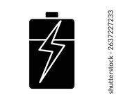 Battery silhouette icon vector, black and white, battery clip art, batteries clip art, battery power illustration
