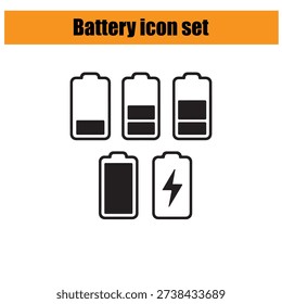 Battery silhouette vector icon set