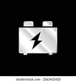 Battery silver plated metallic icon