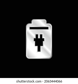 Battery silver plated metallic icon