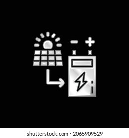 Battery silver plated metallic icon