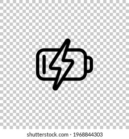 Batería, icono simple. Símbolo lineal modificable negro sobre fondo transparente