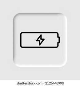 Battery simple icon vector. Flat desing. Neumorphism design.ai