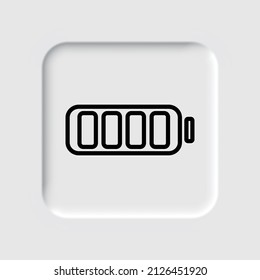 Battery simple icon, vector. Flat desing. Neumorphism design.ai