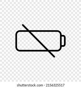 Battery simple icon vector. Flat design. Transparent grid.