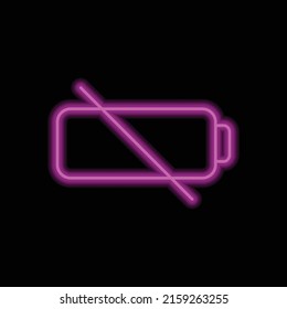 Vector de iconos simple de la batería. Diseño plano. Estilo de neón morado sobre fondo negro.ai