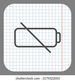 Battery simple icon vector. Flat design. On graph paper. Grey background.ai