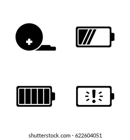 Battery. Simple Related Vector Icons Set for Video, Mobile Apps, Web Sites, Print Projects and Your Design. Black Flat Illustration on White Background.