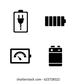 Battery. Simple Related Vector Icons Set for Video, Mobile Apps, Web Sites, Print Projects and Your Design. Black Flat Illustration on White Background.