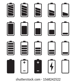 Battery simple vector icon set