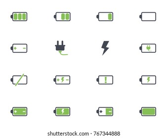 battery simple vector icons in two colors
