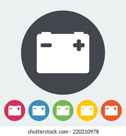 Battery. Single flat icon on the circle. Vector illustration.