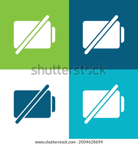 Battery With A Slash Flat four color minimal icon set