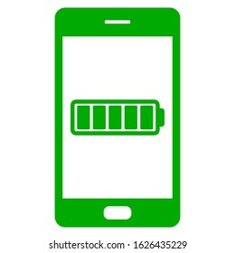 Battery and smartphone on white