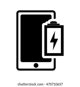 battery smartphone power technology gadget icon. Flat and Isolated design. Vector illustration
