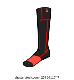 battery socks heated cartoon. winter cozy, foot comfort, outdoor skiing battery socks heated sign. isolated symbol vector illustration