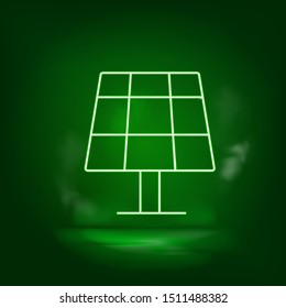 Battery, solar neon vector icon. Save the world, green neon.