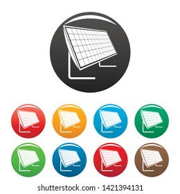 Battery solar panel icons set 9 color vector isolated on white for any design