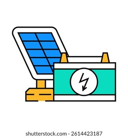 battery solar panel line icon vector. battery solar panel sign. isolated symbol illustration