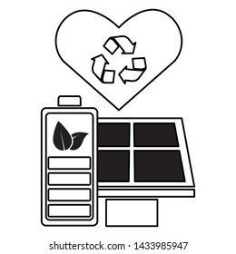 battery solar panel recycle eco friendly environment vector illustration