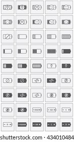 Battery status black icons set