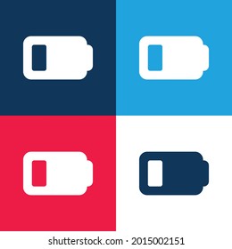 Battery Status blue and red four color minimal icon set