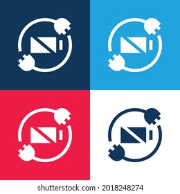 Minimaler Akkustatus-Icon-Satz blau und rot