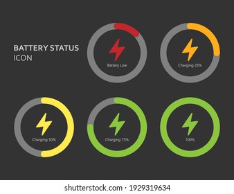 Battery status flat design icon, vector illustration