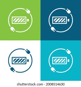 Estado de la batería Plano cuatro colores mínimo conjunto de iconos