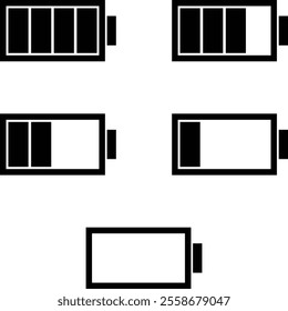 
Battery status icon black with a minimalist and modern design. Suitable for technology and media themes. Ideal for use in applications, websites or other creative graphic projects.