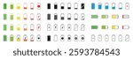 Battery Status Icon Set. Battery Charge Levels Silhouette Symbol Collection. Isolated Vector Illustration.