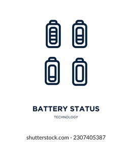 battery status icon from technology collection. Thin linear battery status, energy, level outline icon isolated on white background. Line vector battery status sign, symbol for web and mobile