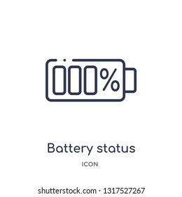 battery status icon from technology outline collection. Thin line battery status icon isolated on white background.