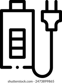 Status Symbol für den Akkustatus. Dünnes lineares Design isoliert auf weißem Hintergrund