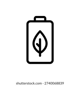 A battery status indicator featuring a leaf element to symbolize sustainable power storage.