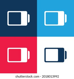 Battery Status Interface Symbol Almost Full blue and red four color minimal icon set