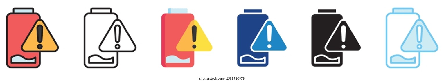 Battery Status multi style, mini illustration icon set. outline, flat, glyph, line color, UI, UX, app and web, digital or print. vector EPS 10 related to EV, electric car, transportation.